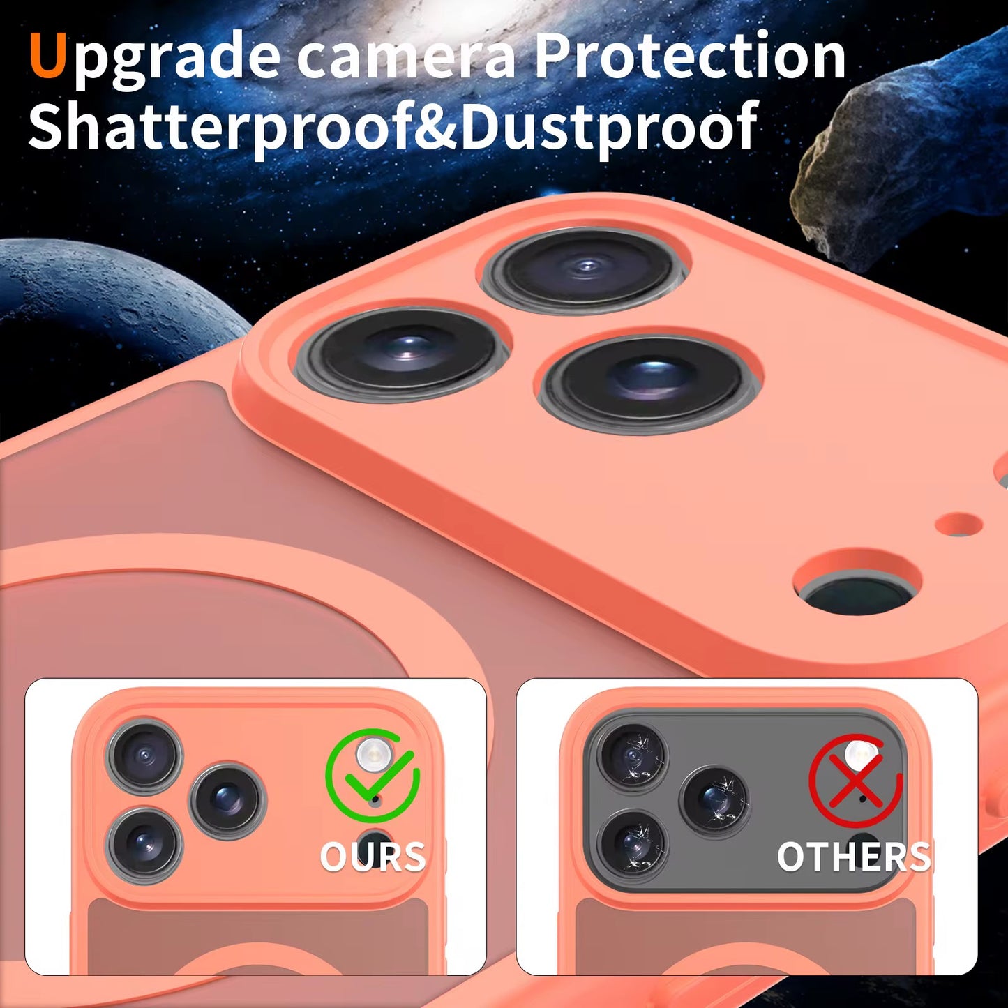 Zayco 3 in 1 Premium 6.3-Inch Matte iPhone 17 Pro case, 2 screen protectors, MagSafe Compatible, Camera lens protector, TPU Frame, Shockproof, Anti-Scratch/Fingerprint, Orange colour