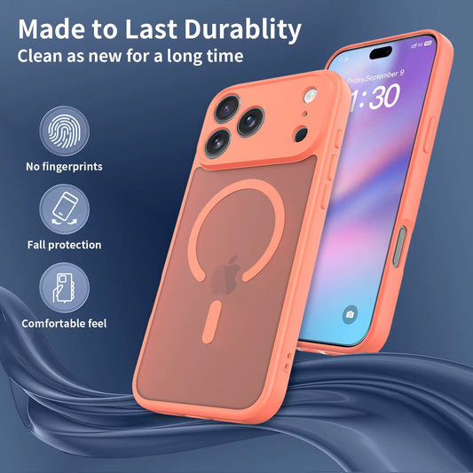Zayco 3 in 1 Premium 6.3-Inch Matte iPhone 17 Pro case, 2 screen protectors, MagSafe Compatible, Camera lens protector, TPU Frame, Shockproof, Anti-Scratch/Fingerprint, Orange colour