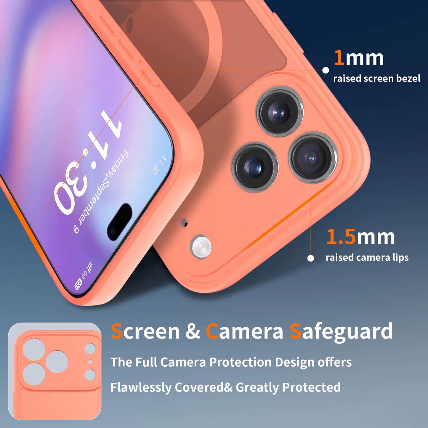 Zayco 3 in 1 Premium 6.3-Inch Matte iPhone 17 Pro case, 2 screen protectors, MagSafe Compatible, Camera lens protector, TPU Frame, Shockproof, Anti-Scratch/Fingerprint, Orange colour